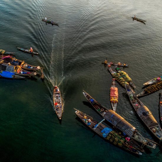 Bateaux naviguant dans le Delta du Mékong, Vietnam