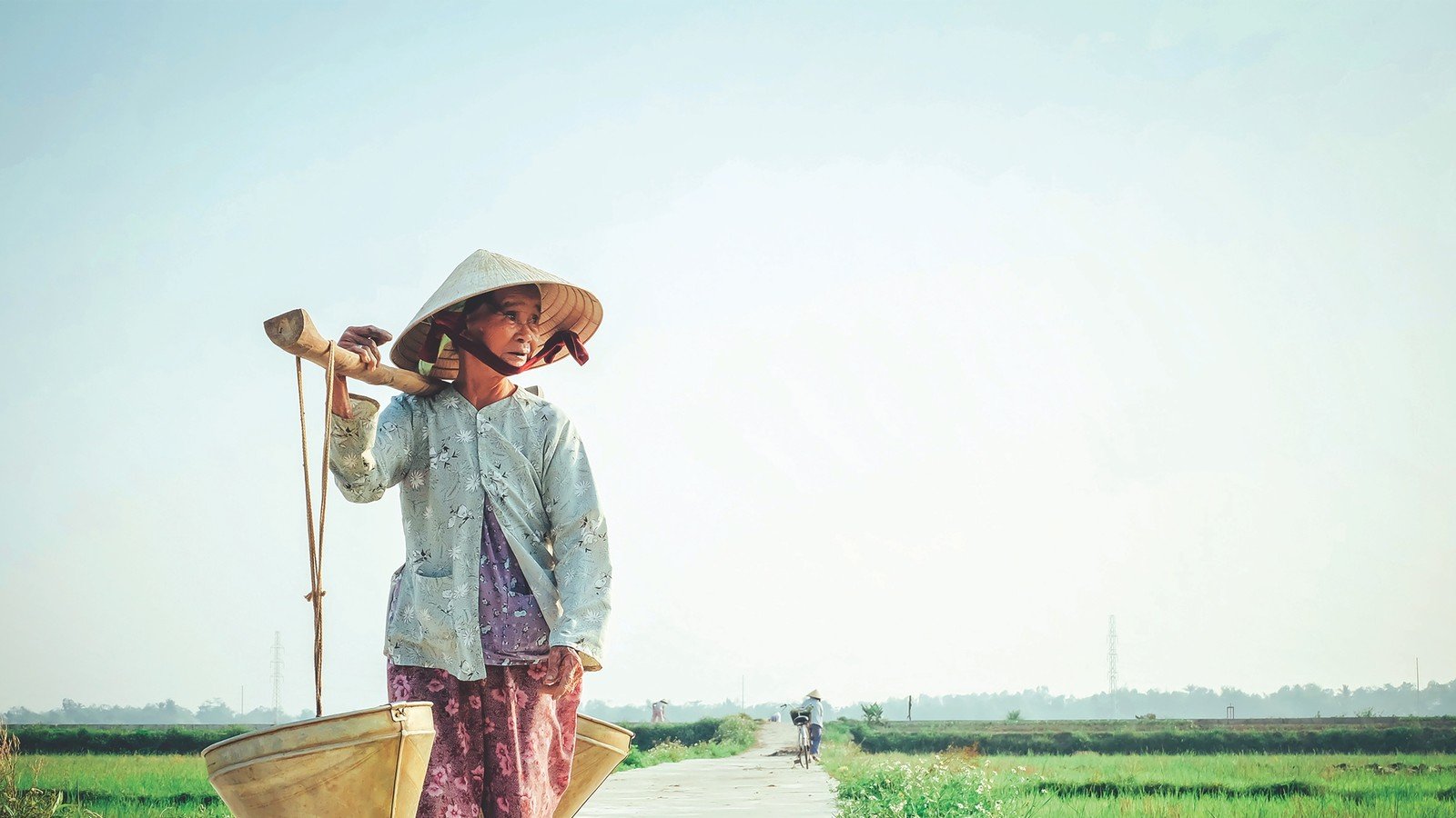 Vieille femme vietnamienne dans la campagne