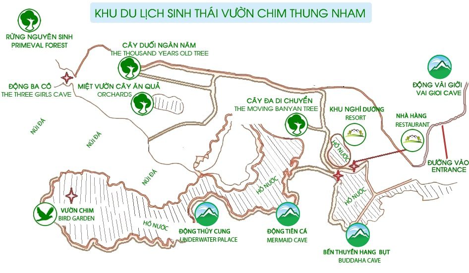 Carte du Parc Thung Nham, Ninh Binh, Vietnam
