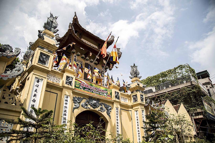 Architecture d'une pagode de Hanoi, Vietnam