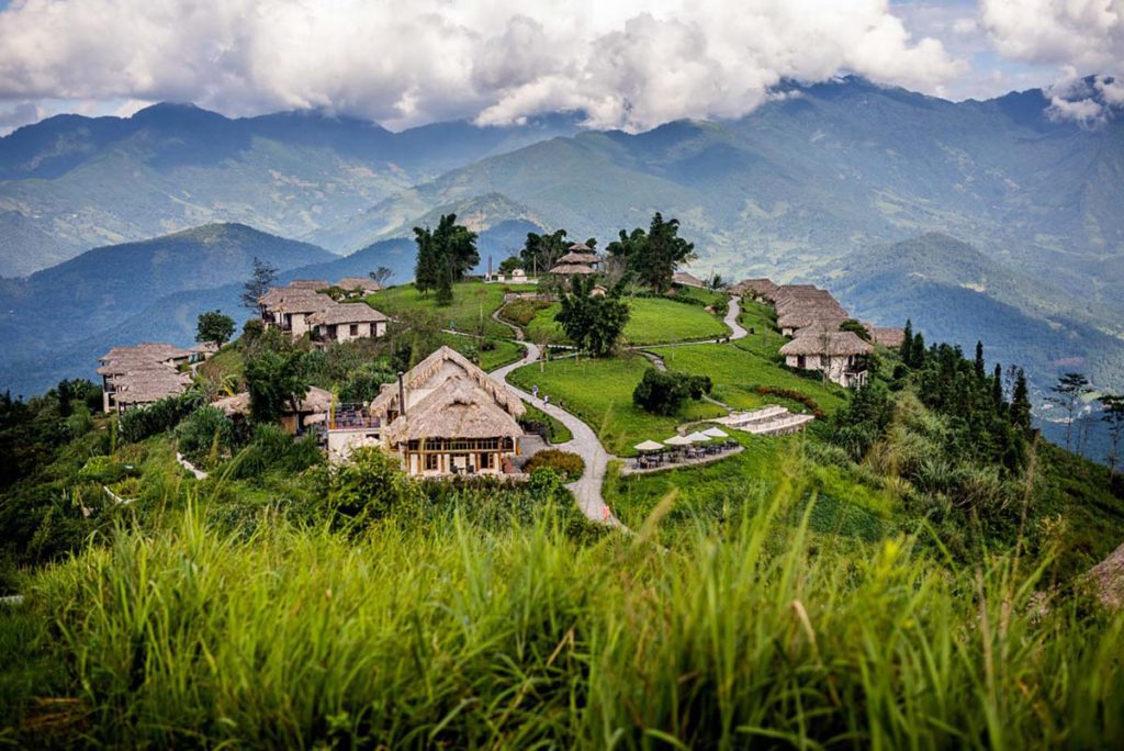 Aerial view over Topas Ecolodge in Sapa, Vietnam