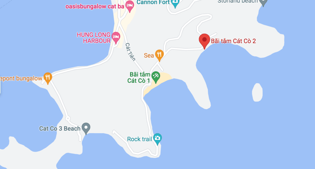 Les plages Cat Co sur la carte