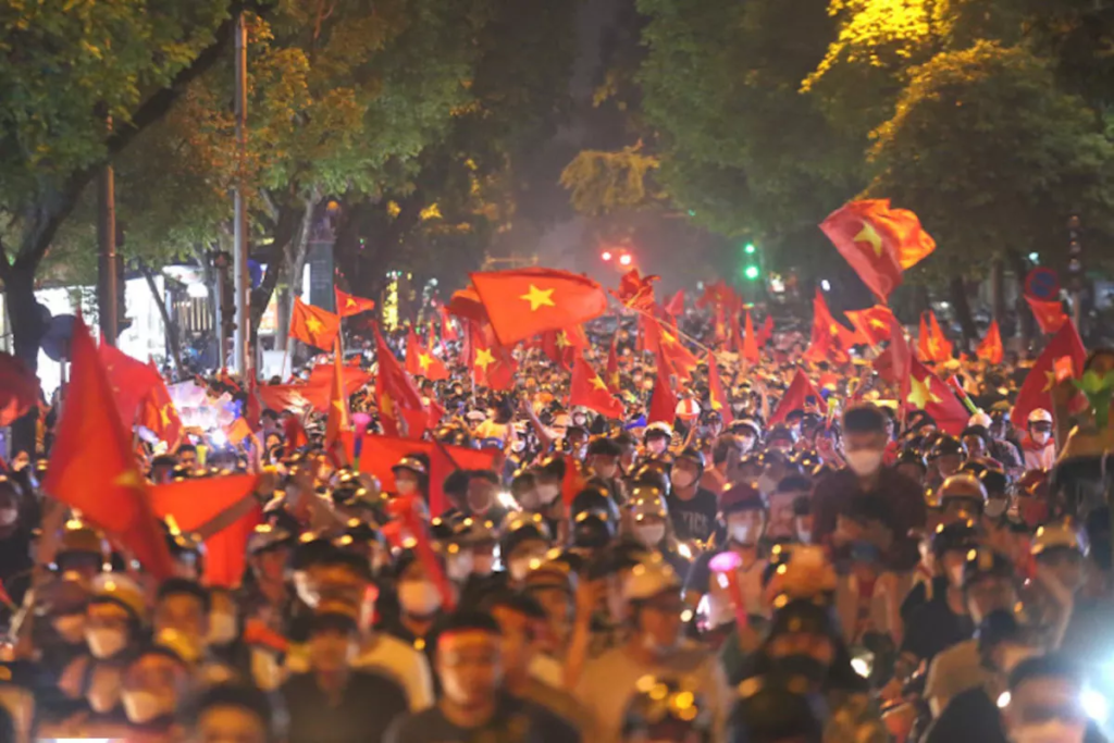 Célébration après victoire au football