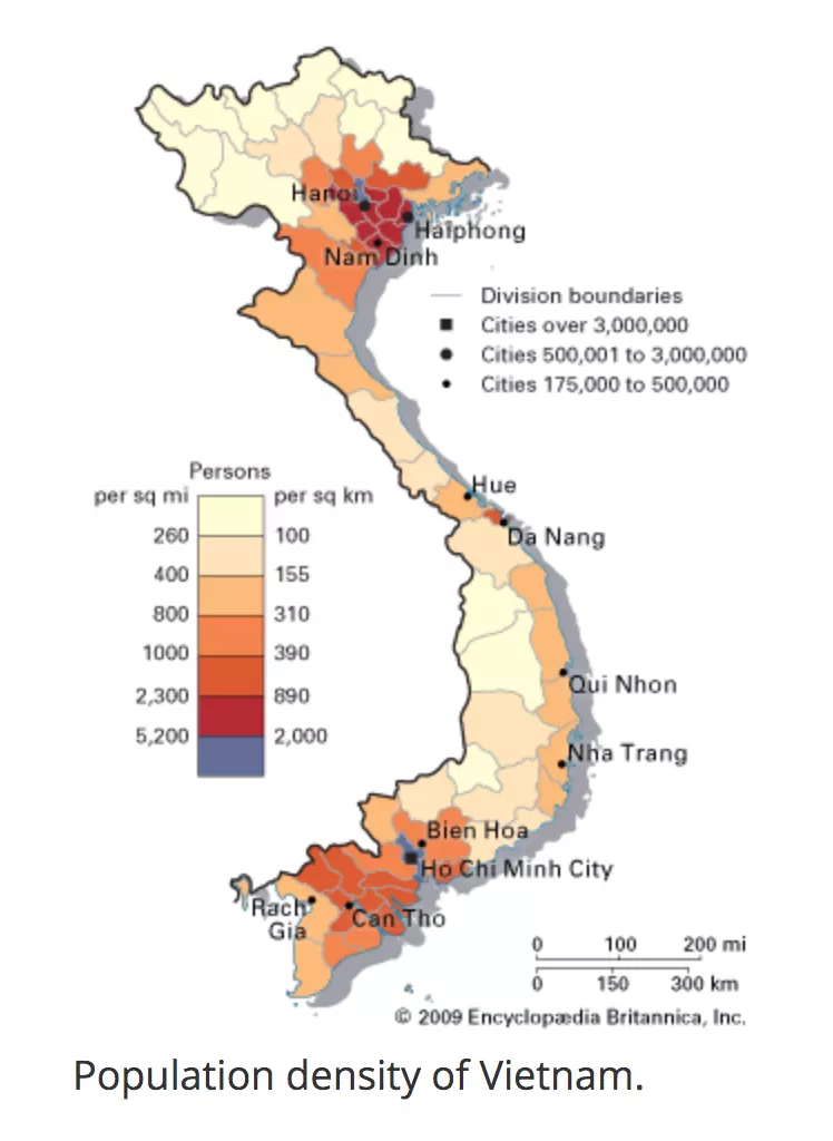 Population density of Vietnam.