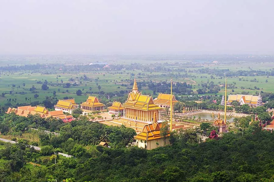 Aerial view of Oudong, the post-Angkorian period (1618–1863) near Phnom Penh