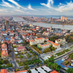 Vue aérienne de Phnom Penh, la capitale du Cambodge