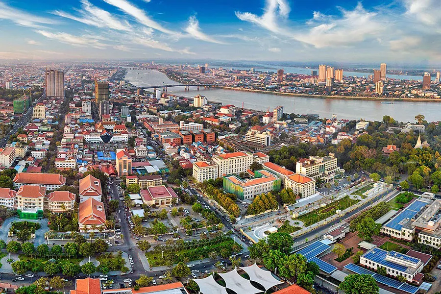 Vue aérienne de Phnom Penh, la capitale du Cambodge