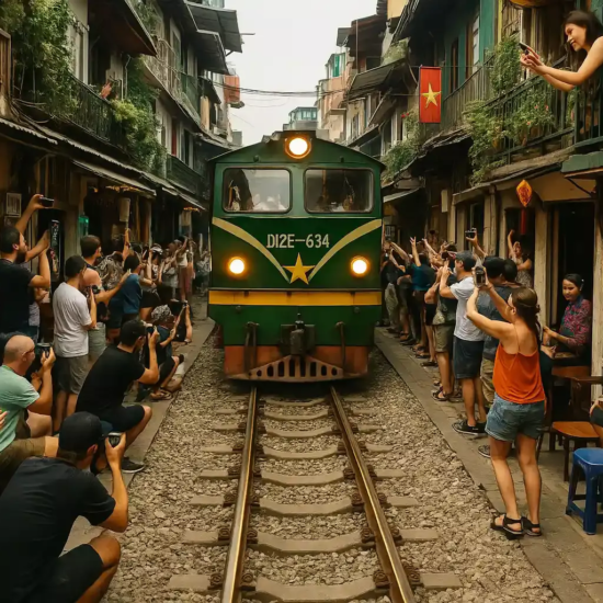Ilustration de la rue du train Hanoi