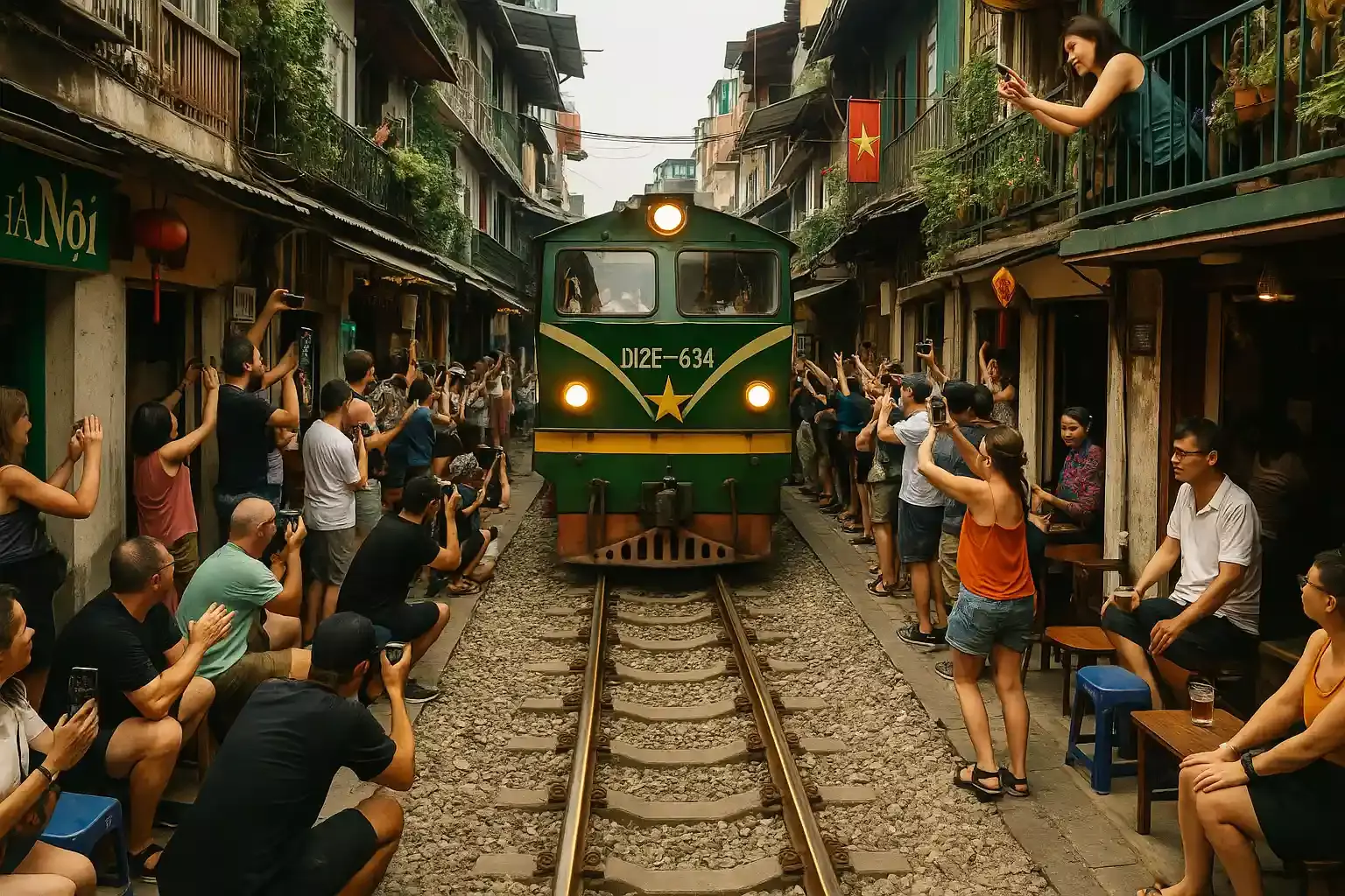 Ilustration de la rue du train Hanoi